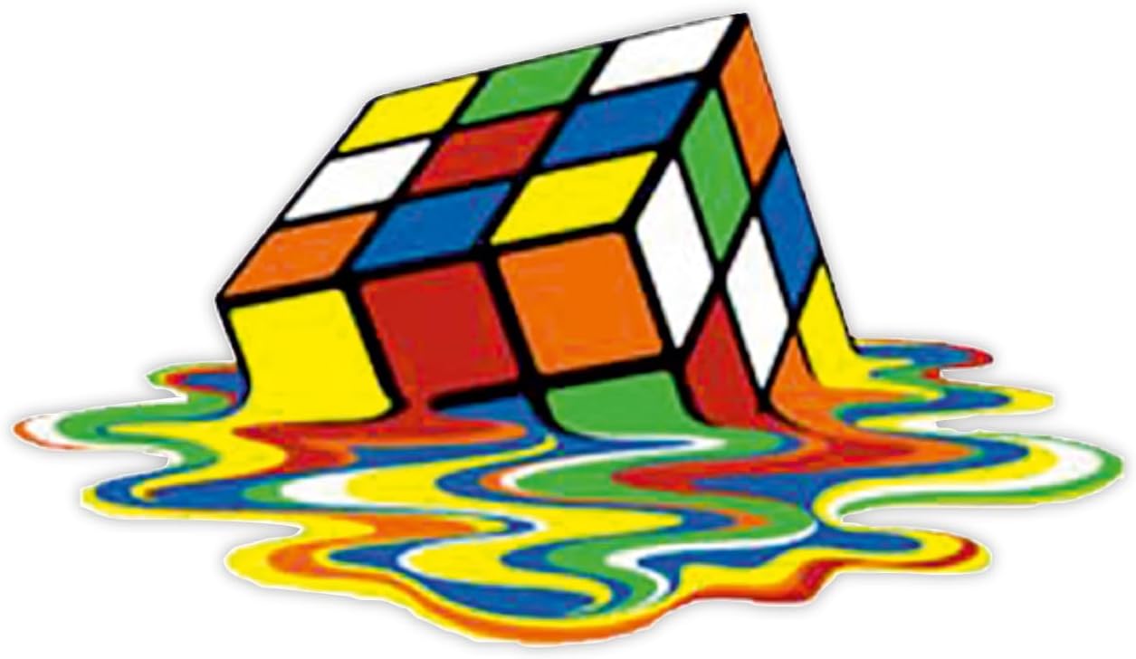 SIGNOOGLE Melting Rubiks Cube Graphics 3D Sticker for Car Dent and Bike Body Exterior Sports Decal 23 x 20 cm (Pack of 2)