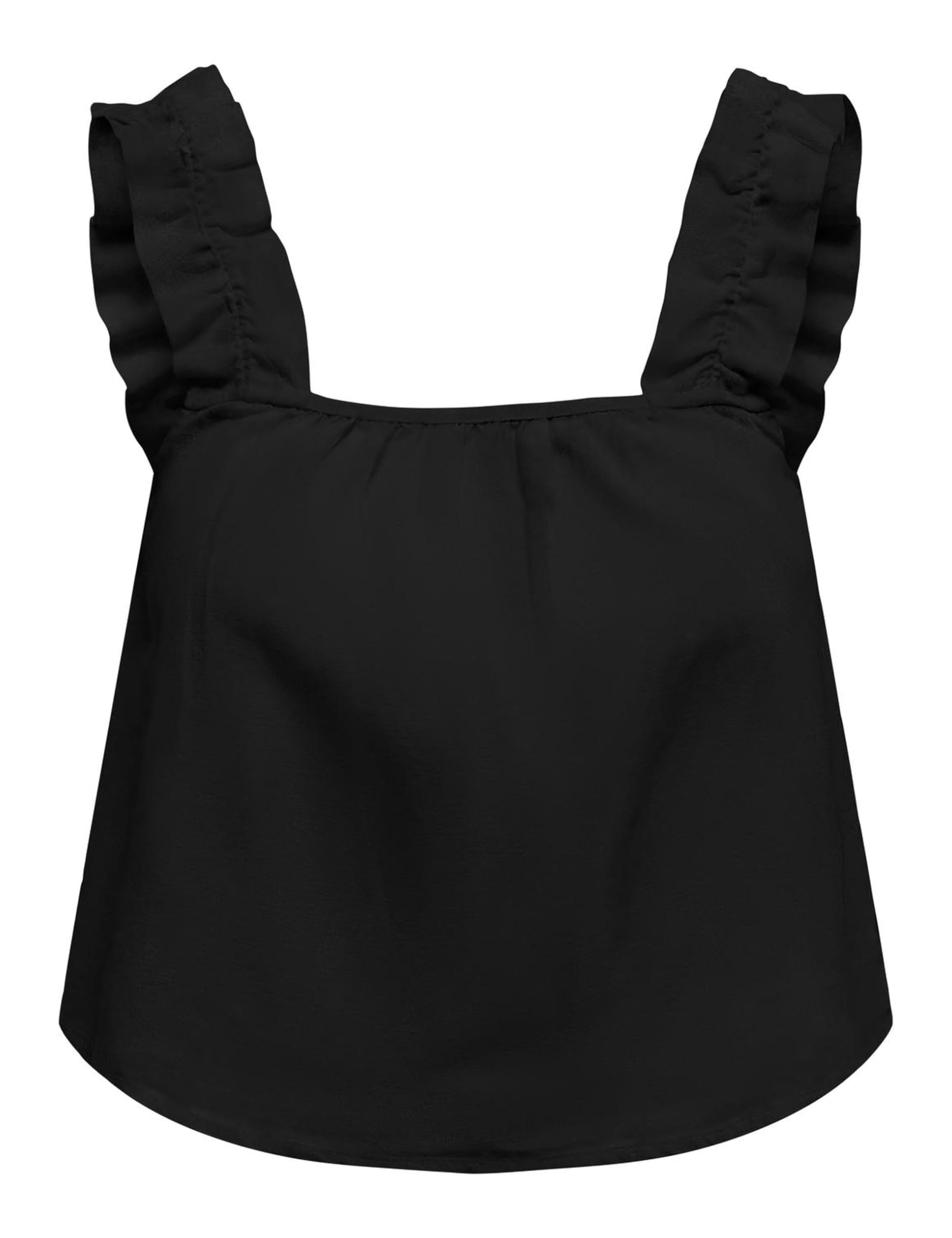 ONLY Women's Onljakiri Linen Short Singlet Ptm, Black, XL