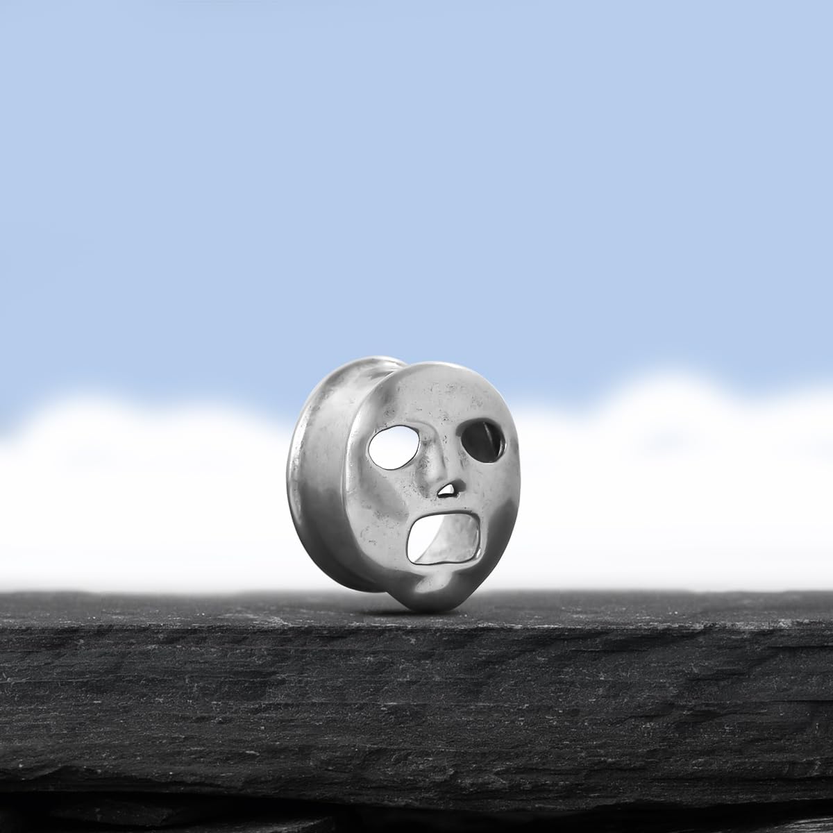 PONWAG 2PCS Brass Double Flared Plug Gauge for Face Mask - Cool Tunnels, Punk Unique Stretcher Expander - Ear Body Piercing Jewelry for Women and Men