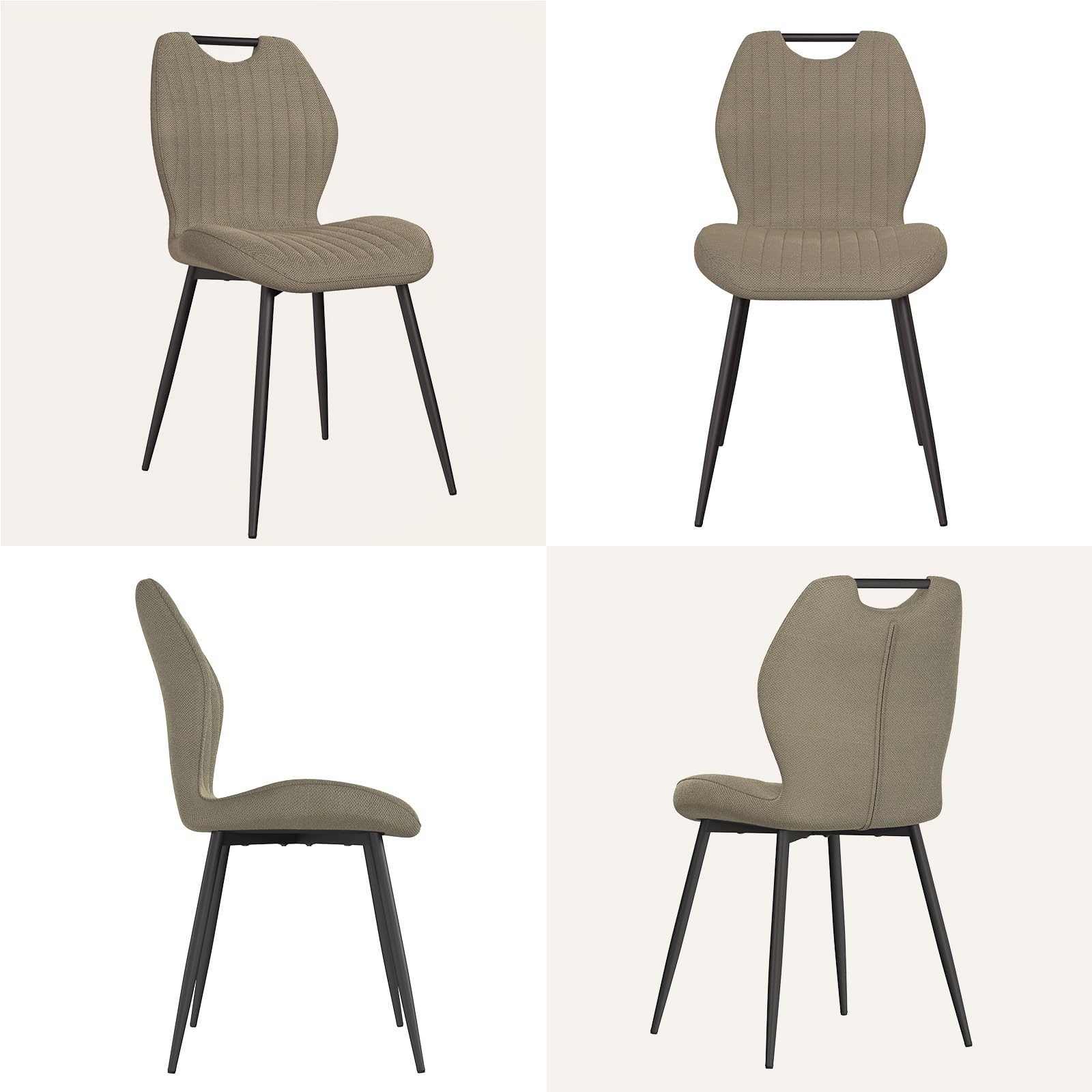 JIJIAN 6er Set Stühle Esszimmer mit Chenille, Braun Esszimmerstühle