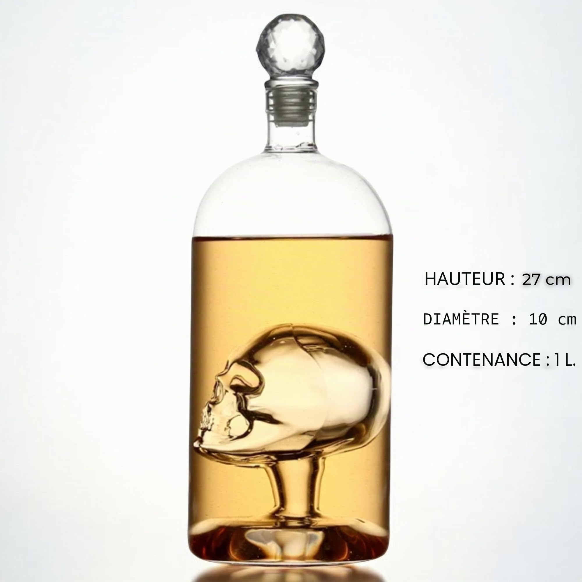 Carafe à whisky - Carafe skull decanter - 1L - Carafe à décanter ideal pour whisky, tequila, rhum, mezcal - qualité supérieure - Coffret cadeau