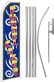 Funnel Cakes Swooper Feather Advertising Flag & Pole Kit - Perfect for Food Trucks, Theme Parks, Festivals, Carnivals