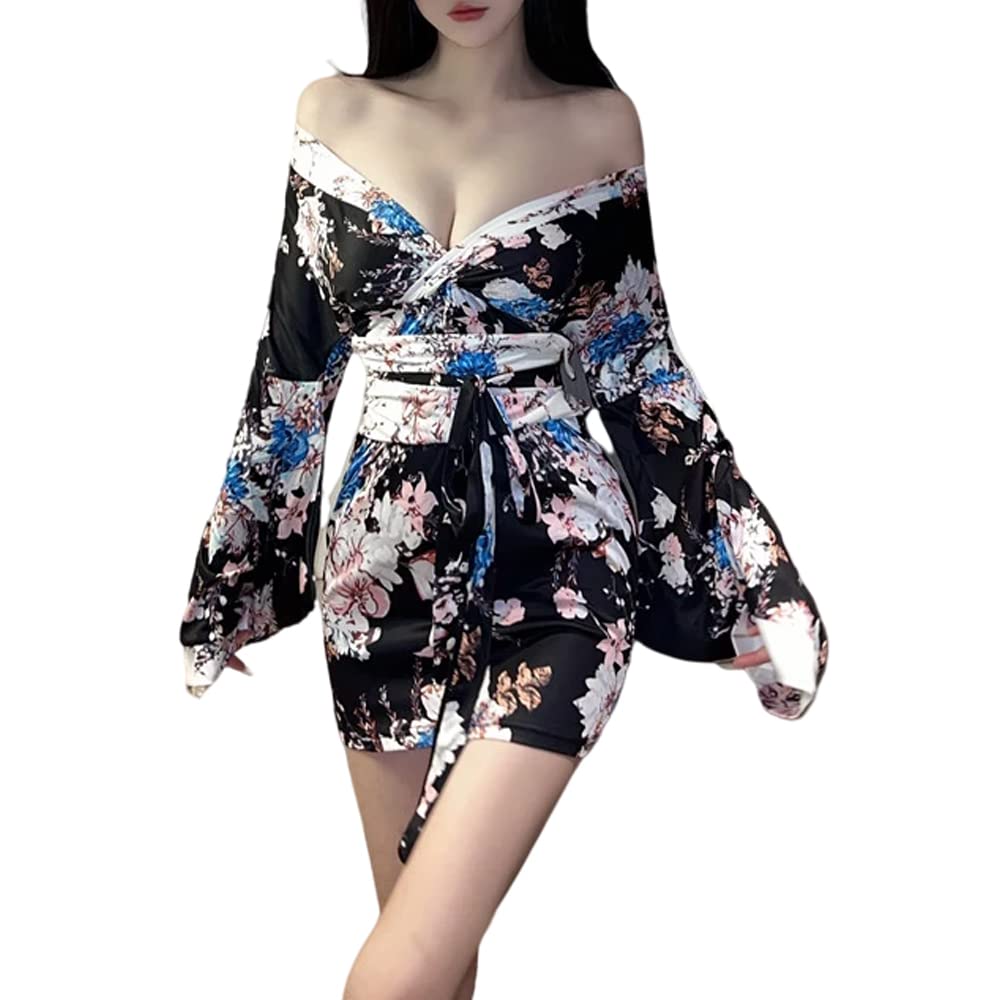SINROYEE Sexy Anime Cosplay Cheongsam Lingerie for Women Side Slit Dress