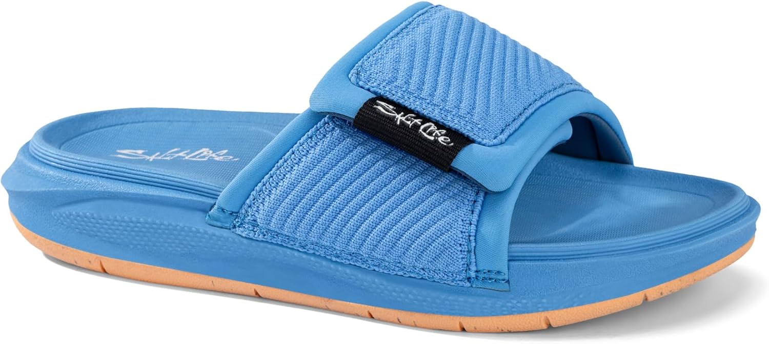 Salt Life Boys’ The Breakwater Slide Sandal – Woven Fabric Upper, EVA Midsole, Rubber Outsole for Coastal Comfort