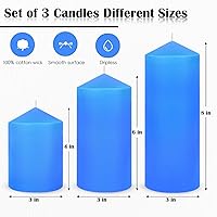 Vista 14 de Unscented 3x4 3x6 3x8 Inch Pink Pillar Candles, 3 Packs Dripless Long Lasting Large Solid Pastel Colored Different Sizes Cylinder Column Candles for