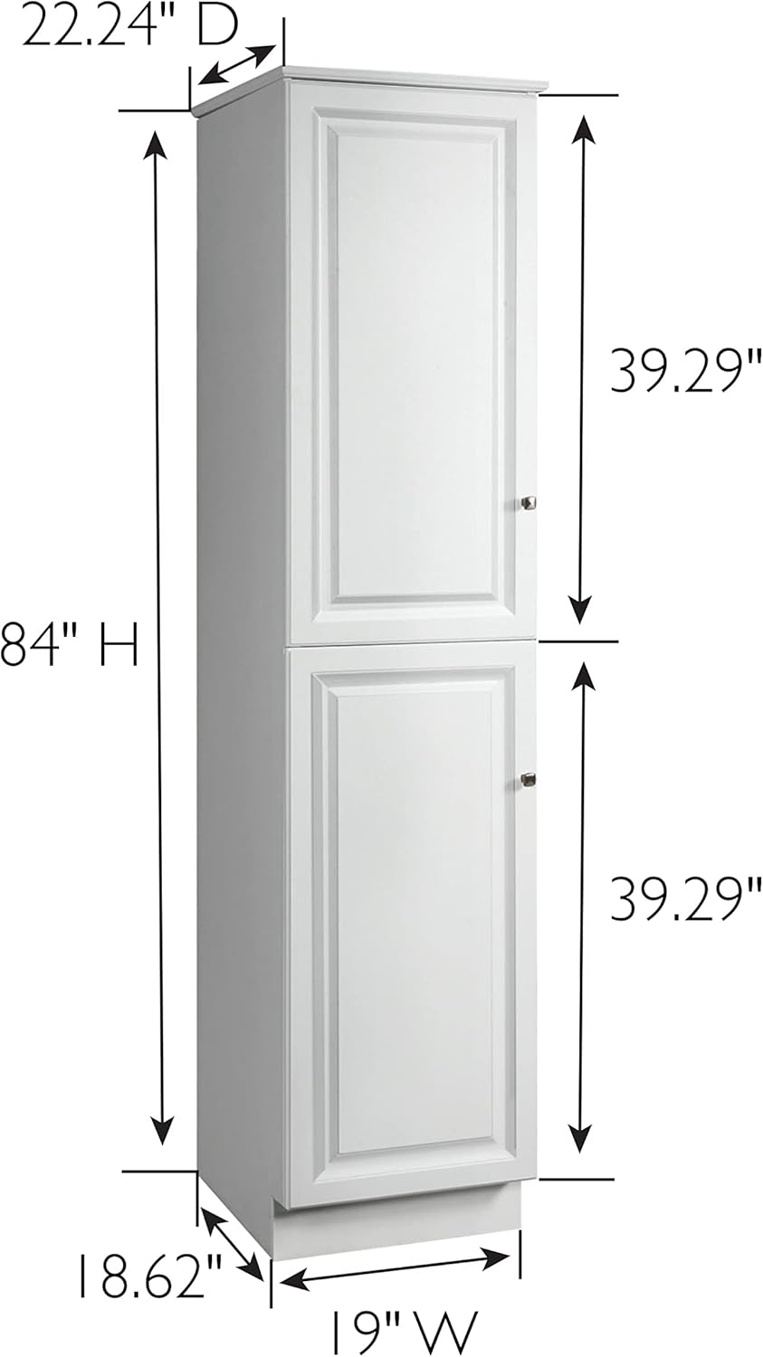 White Semi-Gloss Adjustable Shelving Bathroom Linen Cabinet