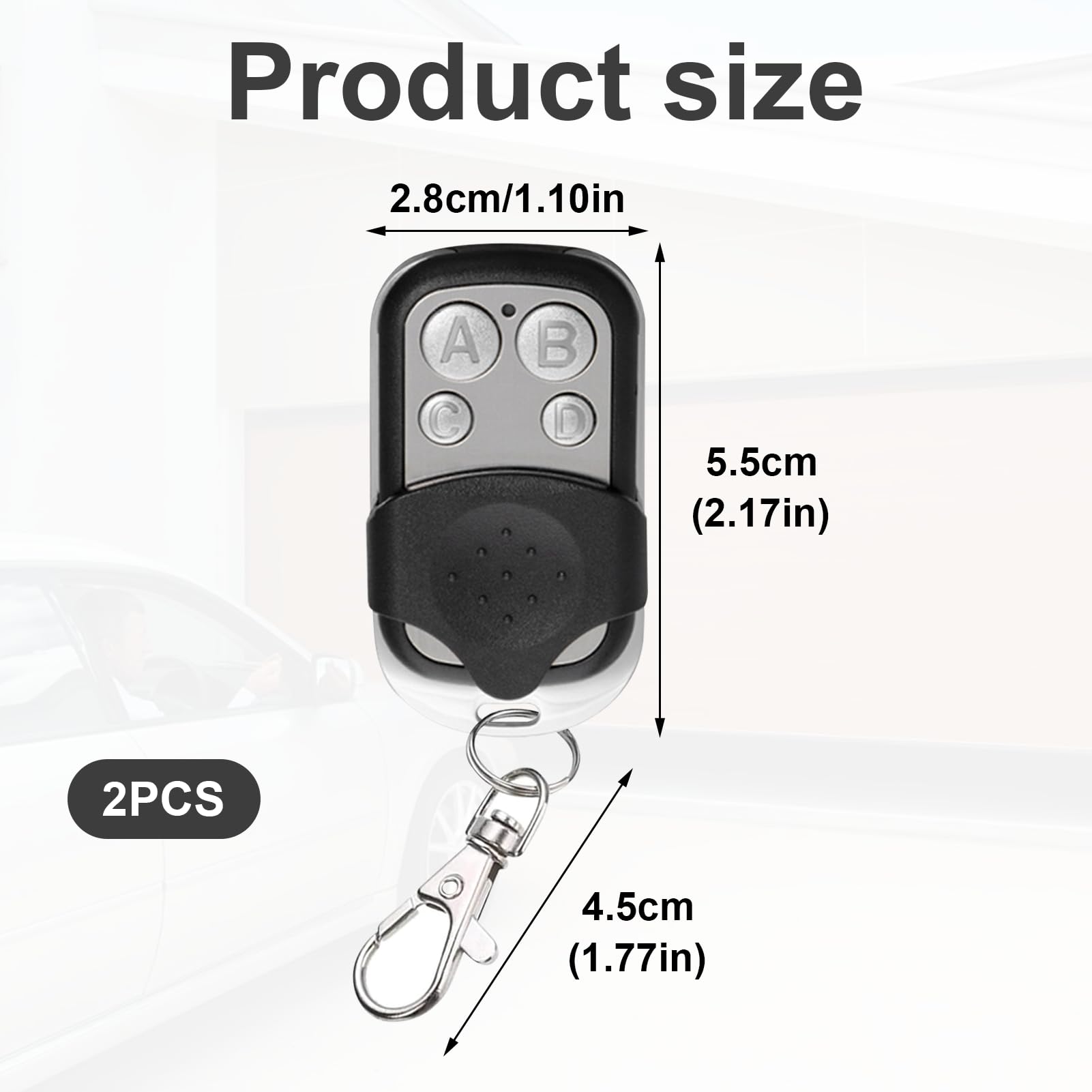 2 Pcs Universal Automatic Gate Remote Control, 433MHz Copy Remote Opener Garage Door Remote Control Fob, 1 - Image 2