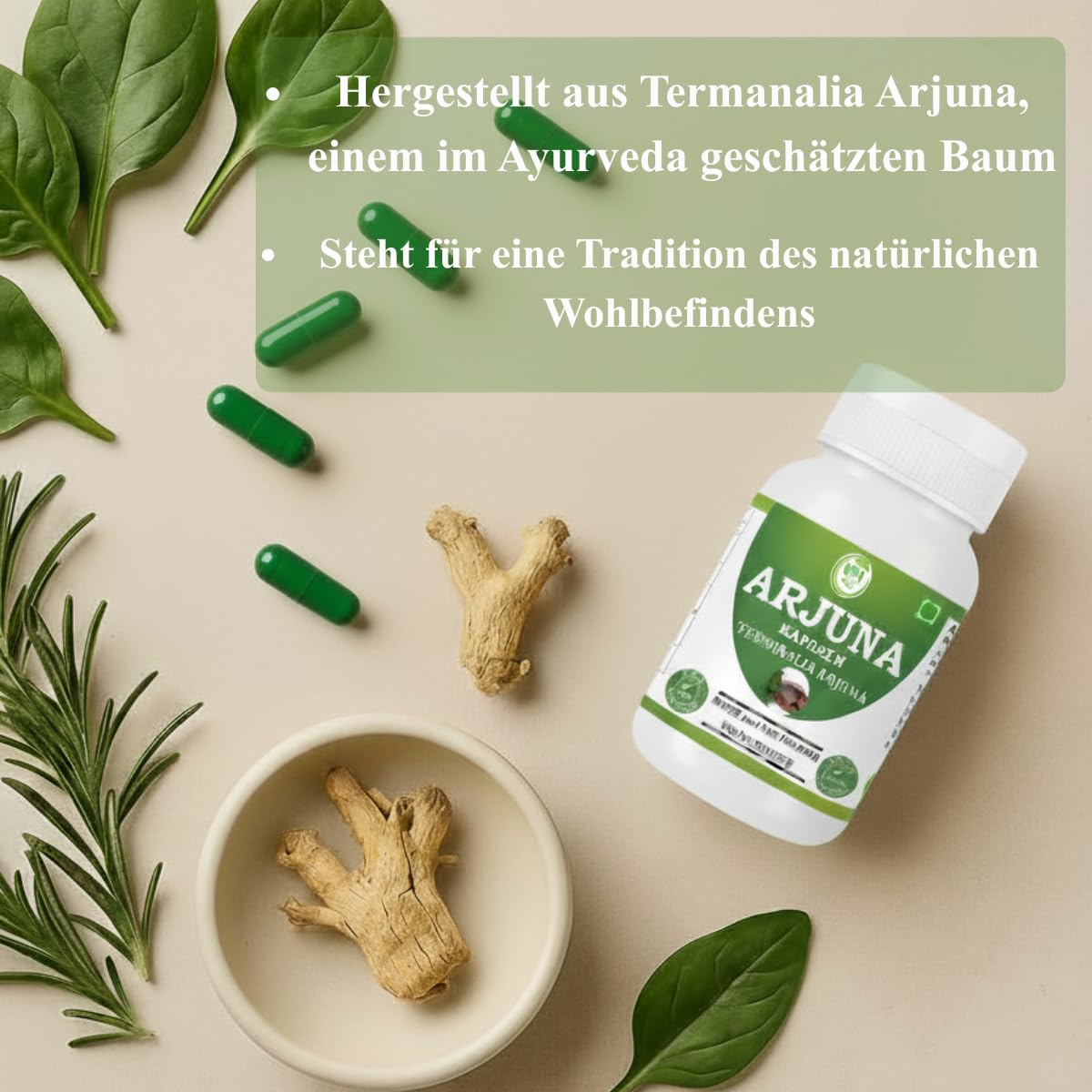 Arjuna Kapseln 500 mg | 4er Pack (240 pflanzliche Kapseln) | Terminalia Arjuna Extrakt | Herzgesundheit & Kreislauf | Natürliche Ayurveda Ergänzung