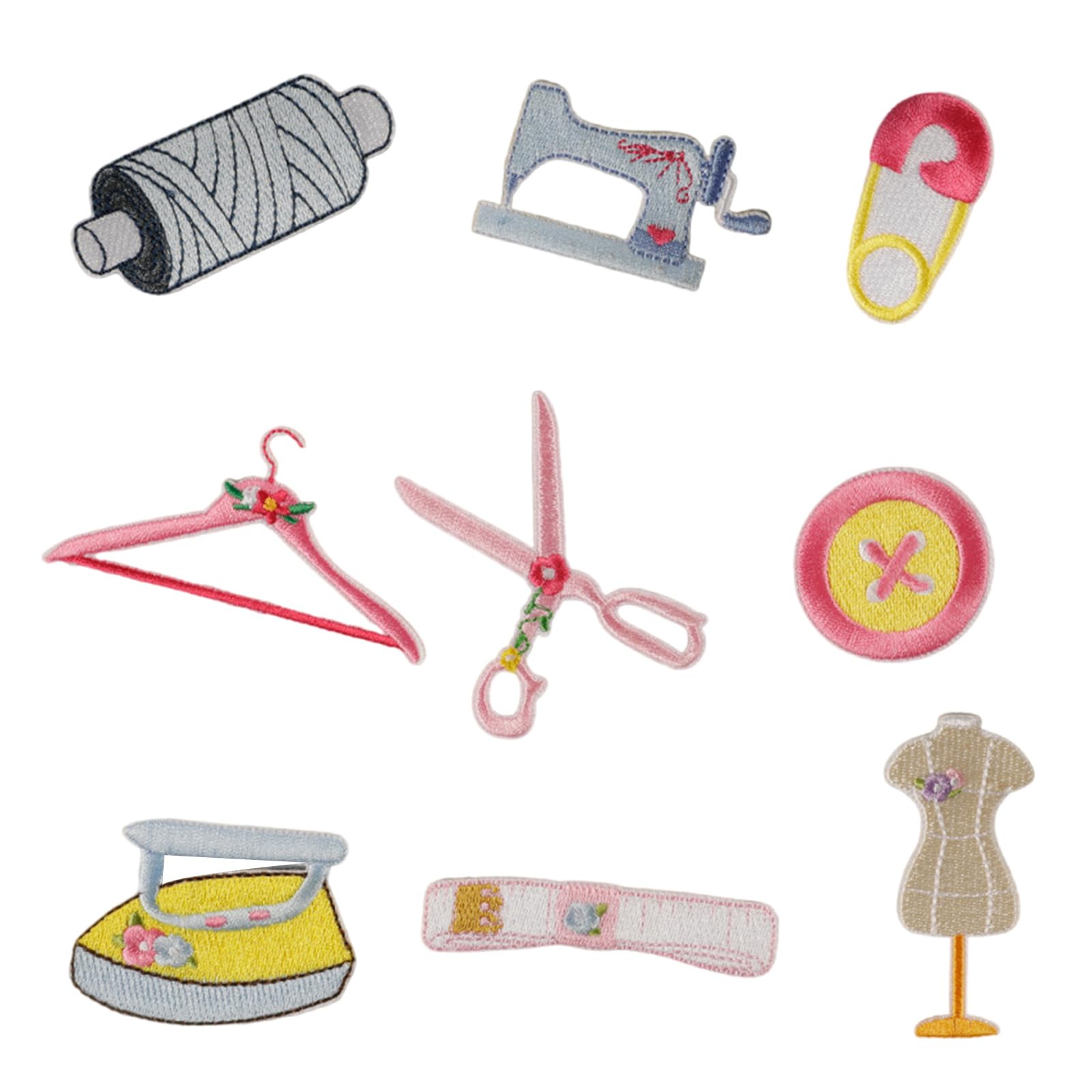 Jazuaiao 9 Pcs Clothes Hanger Sewing Patches Scissors Iron on Patches Sewing Machine Repair for Clothing Jeans Backpacks