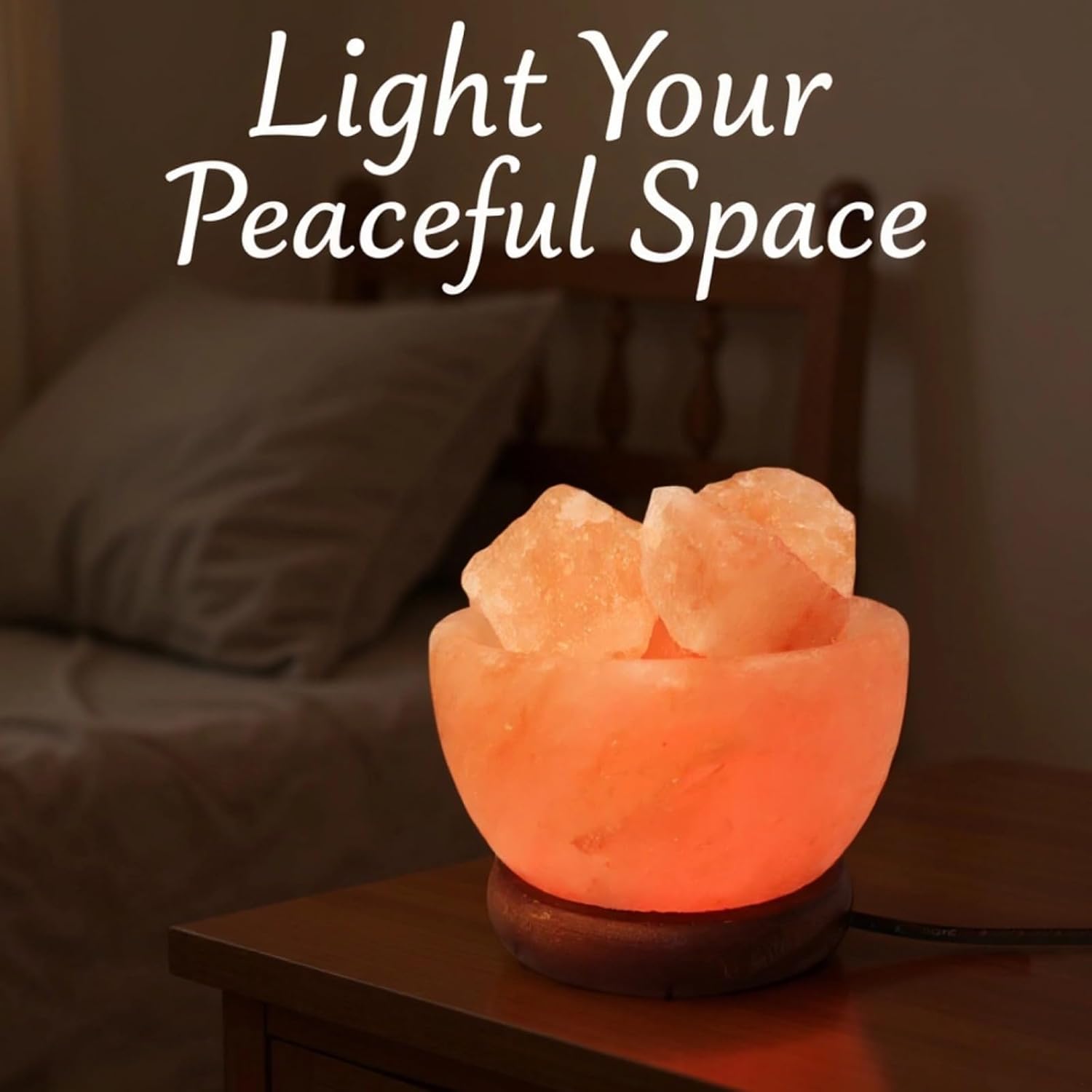 USB Himalayan Salt Lamp Bowl, Color Changing Night Light, 3.3 X 3.5 in