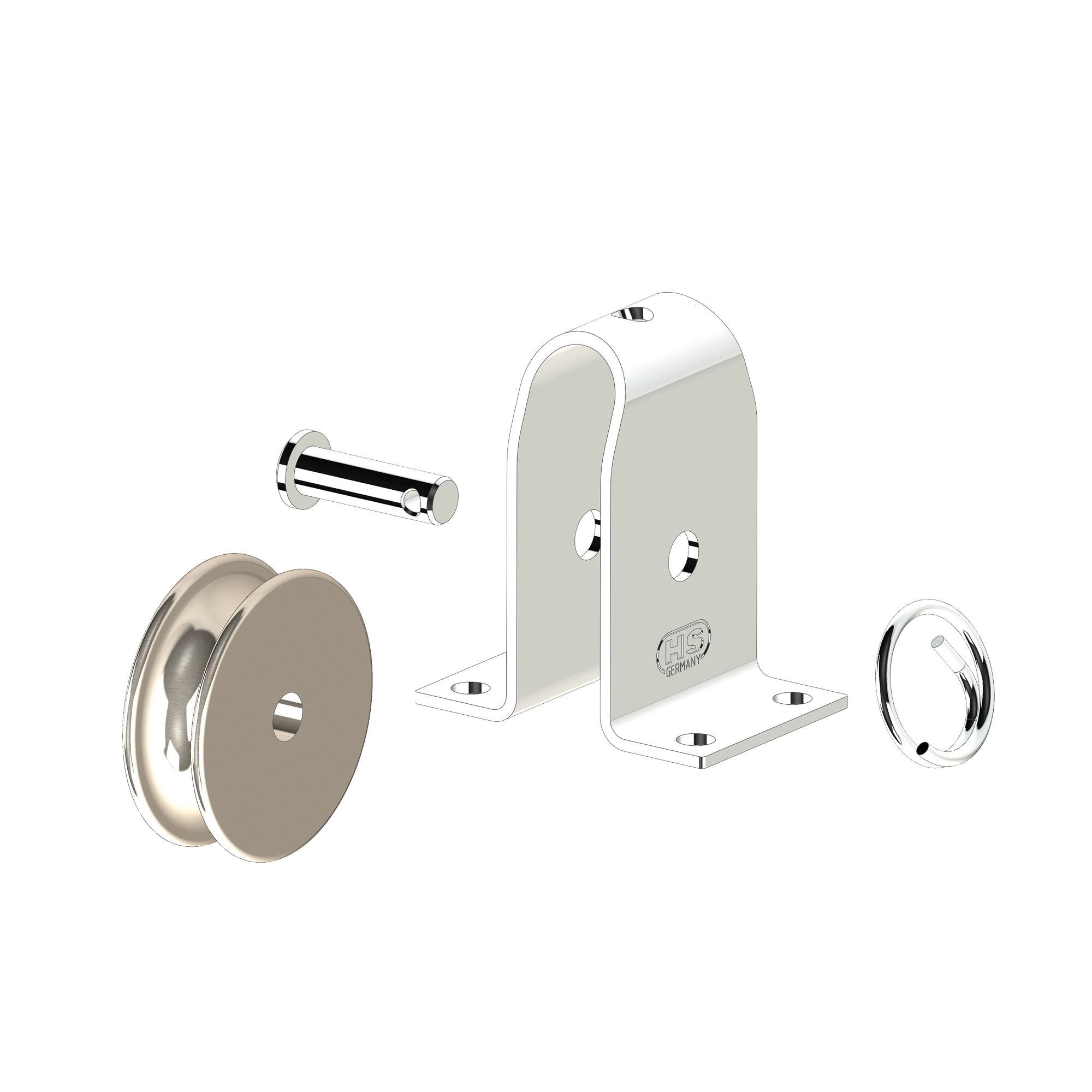 Sprenger Umlenkrolle Set I Stehblock aus Edelstahl, für max. 4 mm Drahtseil I Seilrolle zum Anschrauben mit Befestigungslöcher, Umlenkblock stehend, 250 kg belastbar (4)