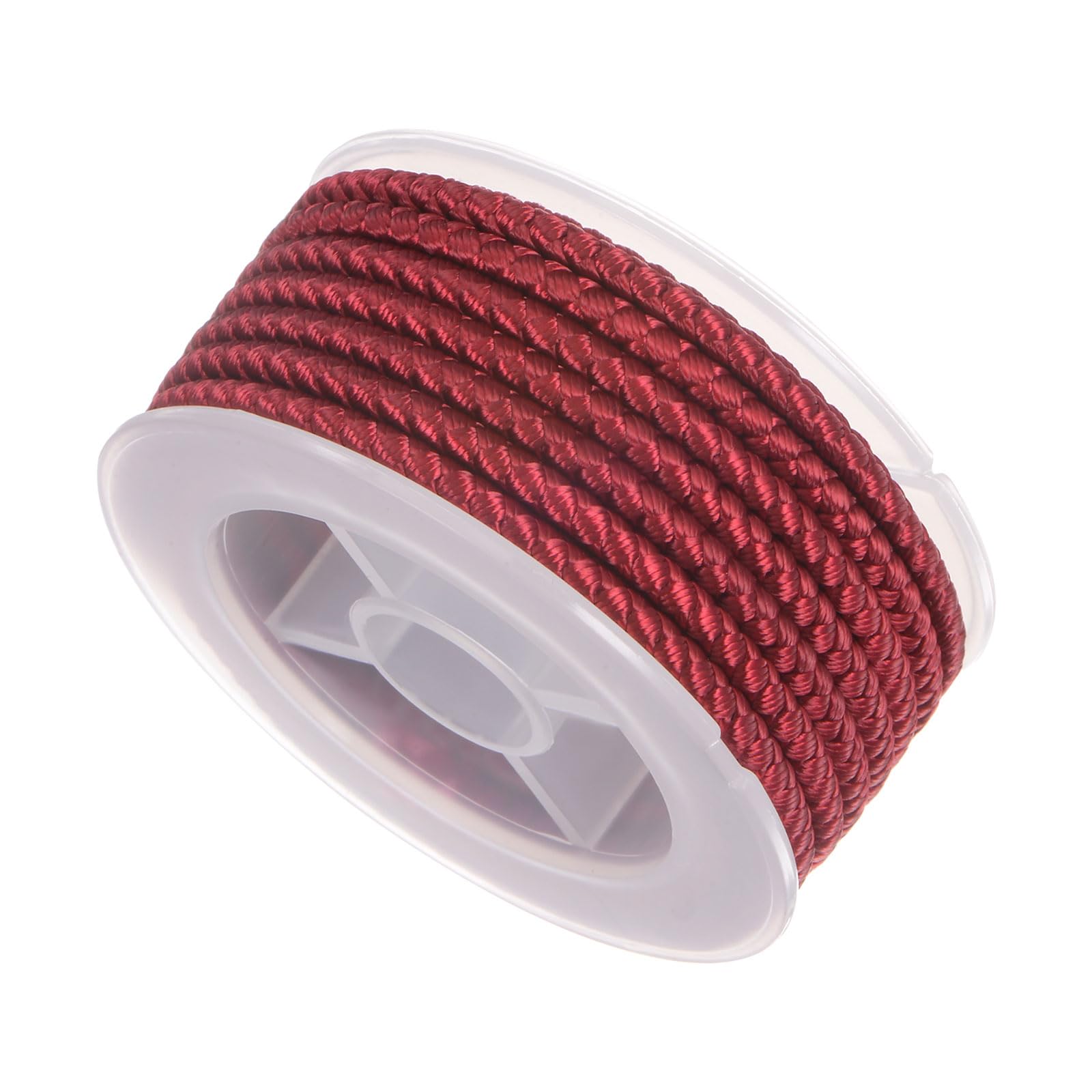 CoCud Hilo De Nylon Trenzado, Diámetro De 4mm, Longitud De 3.2m (10.5 Pies), Cordón Resistente De Nylon En Color Rojo Oscuro - (Aplicaciones: Para Manualidades DIY