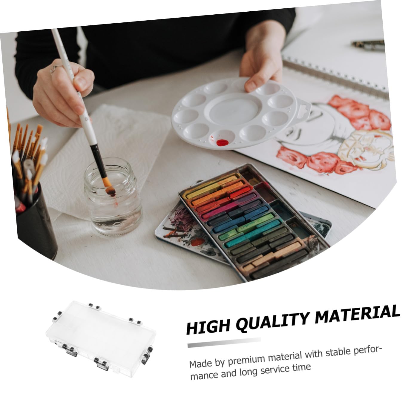 Aquarellfarben Kasten mit 24 Fächern für Professionelle Maler, Weiß
