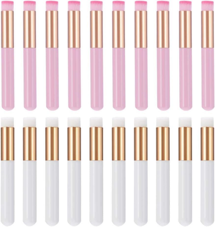 Tagaremuser 20 Pieces Peel Off Blackhead Brush, Eyelash Cleaner Brush for Extensions, Nose Pore Deep Cleaning Brush, Facial Cleansing Brushes (White and Pink)