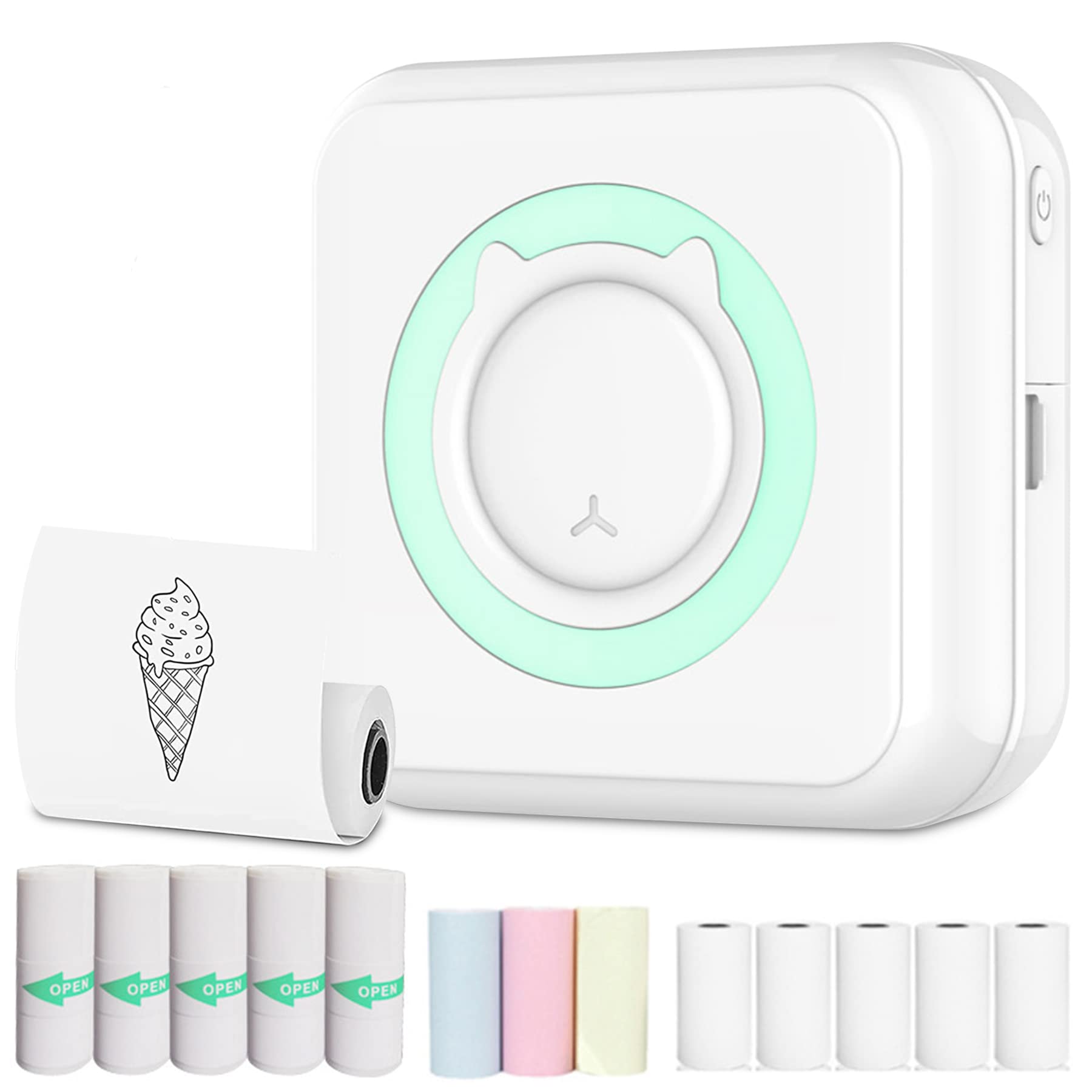 Wisfunlly Mini Thermal Label Maker, Portable Thermal Printer Wireless Bluetooth Stickers Maker Machine Pocket Inkless Receipt Label Printer Compatible with iOS Android طابعة التسمية المحمولة المصغرة