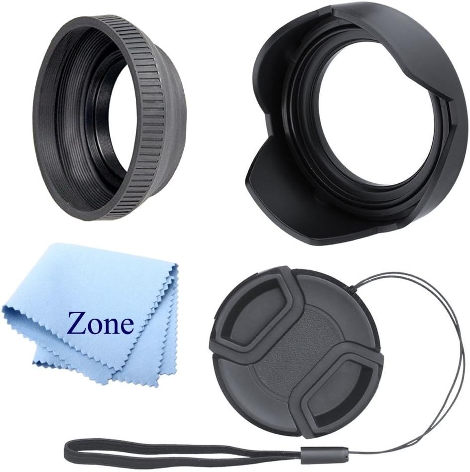 Lens Hood Set, Collapsible Rubber Lens Hood with Filter