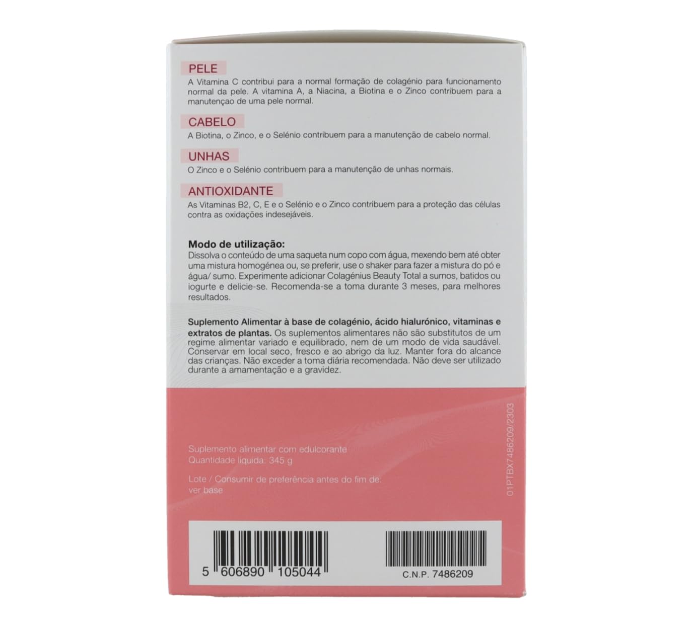 Colagénius | Beauty Total | 60 saquetas Pack 2x30 |Pele, Cabelo e Unhas | Vitamina B2, E, C, Selénio e Zinco