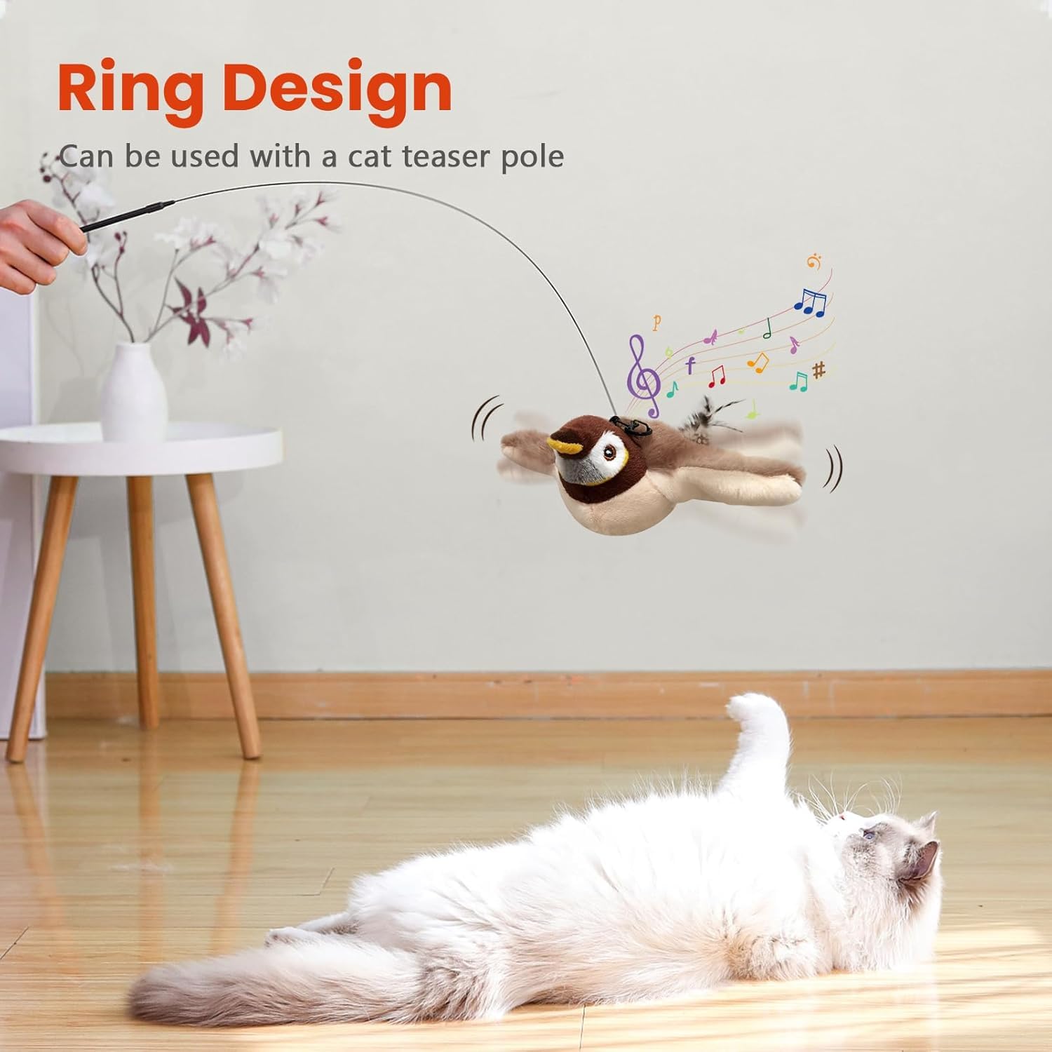 HIAME Flapping Bird Cat Toy, Interactive Simulated Flying Bird Cat Toy for Indoor Cats Rechargeable & Washable - Image 4