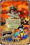 Retro Funny Metal Sign Sheet Signs Tin Sign,Parrot Pirate,outdoor Home Wall Decoration,size：8x12