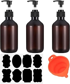 3 Pcs 10 oz/300 ml Pump Bottle Dispensers, Empty Refillable Bottles with Pump Dispenser Containers Plastic Reusable for Shampoo Conditioner Lotion Body Wash Liquid Soap Pump Dispensers