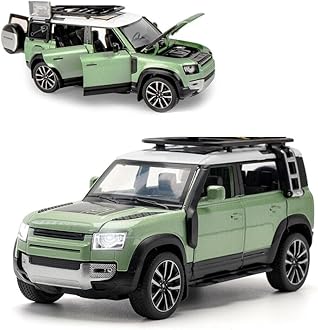 Range Rover Defender 1:32 Scale Model Car Exclusive Alloy Metal Pull Back Die-cast Car Metal Pullback Toy car with Openable Doors & Light Music Best Gifts Toys Kids【Colors as Per Stock】