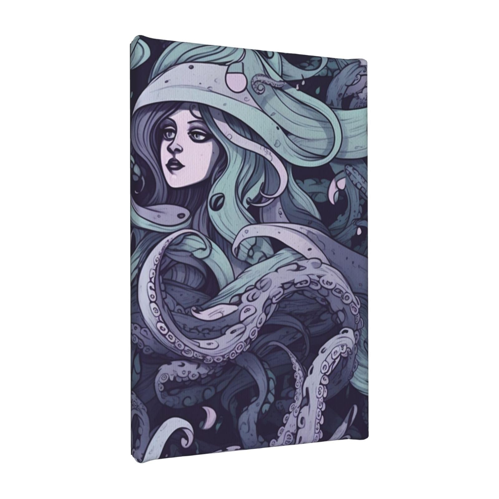 YKLJG the sea witch inspired Printed Wall Art Canvas Painting 20x30 CM Wooden Framed Picture Painting Artwork Prints for Bedroom Kitchen Home Office Decor