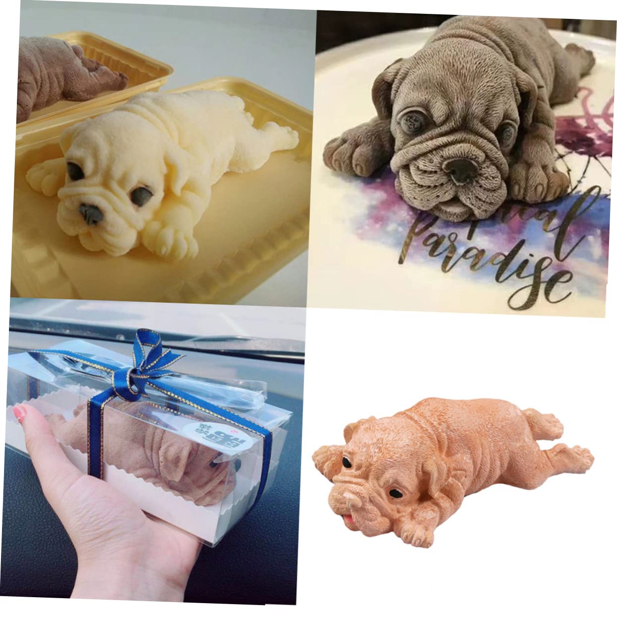LABRIMP Moule Silicone Forme de Shar Pei Anglais pour Gâteau Outil de Décoration de Gâteau Fondant Transparent