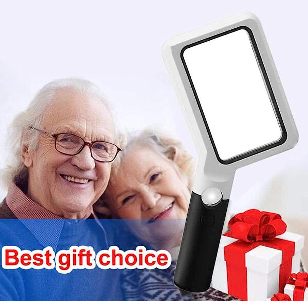 Lupas de Mano con luz LED, Lente acrílica 2X/20, Ayuda de Lectura portátil e iluminada, Ideal para Leer Libros y periódicos.