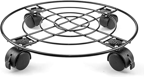 Miniatura 2 de Fasmov Paquete de 2 organizadores para plantas de 13 pulgadas, soporte de hierro resistente para plantas en maceta con ruedas giratorias con