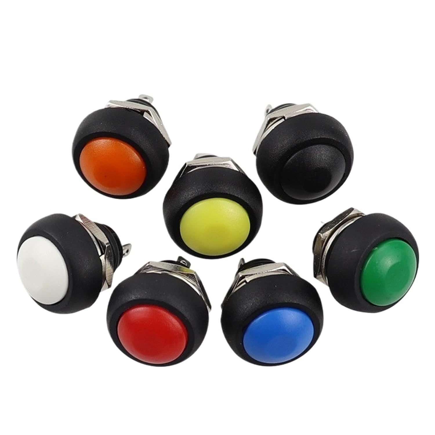 5pcs 12mm Self-Recovery PBS-33B Mini Push Button Switch, 2Pin 1A Momentary Waterproof Reset Push Button(Red)
