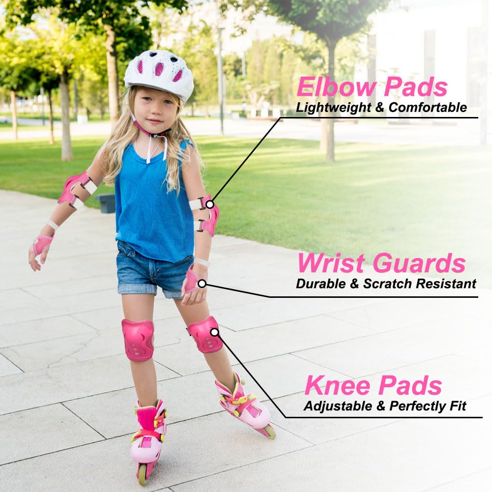 Flintronic Protezione Kit per Bambini 3-12Anni, Protezioni Set per Bambini, Sicurezza Set per Ciclismo, Regolabile Ginocchiere Set di Gomitiere per Sci Skateboard Pattinaggio Monopattino Sport Estermi