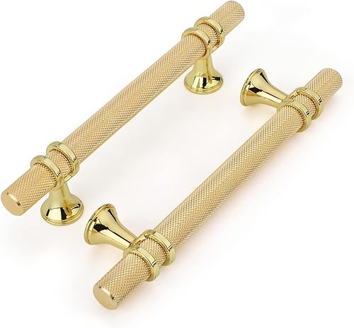 Miniatura 10 de Haliwu Paquete de 10 tiradores de gabinete de níquel cepillado, manijas de gabinete de níquel cepillado, manijas de gabinete de barril doradas,