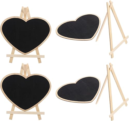 4 piezas de pizarra vertical caballete pizarra de mensajes de corazón letreros pizarra con base mini manualidades infantiles panel sándwich de madera