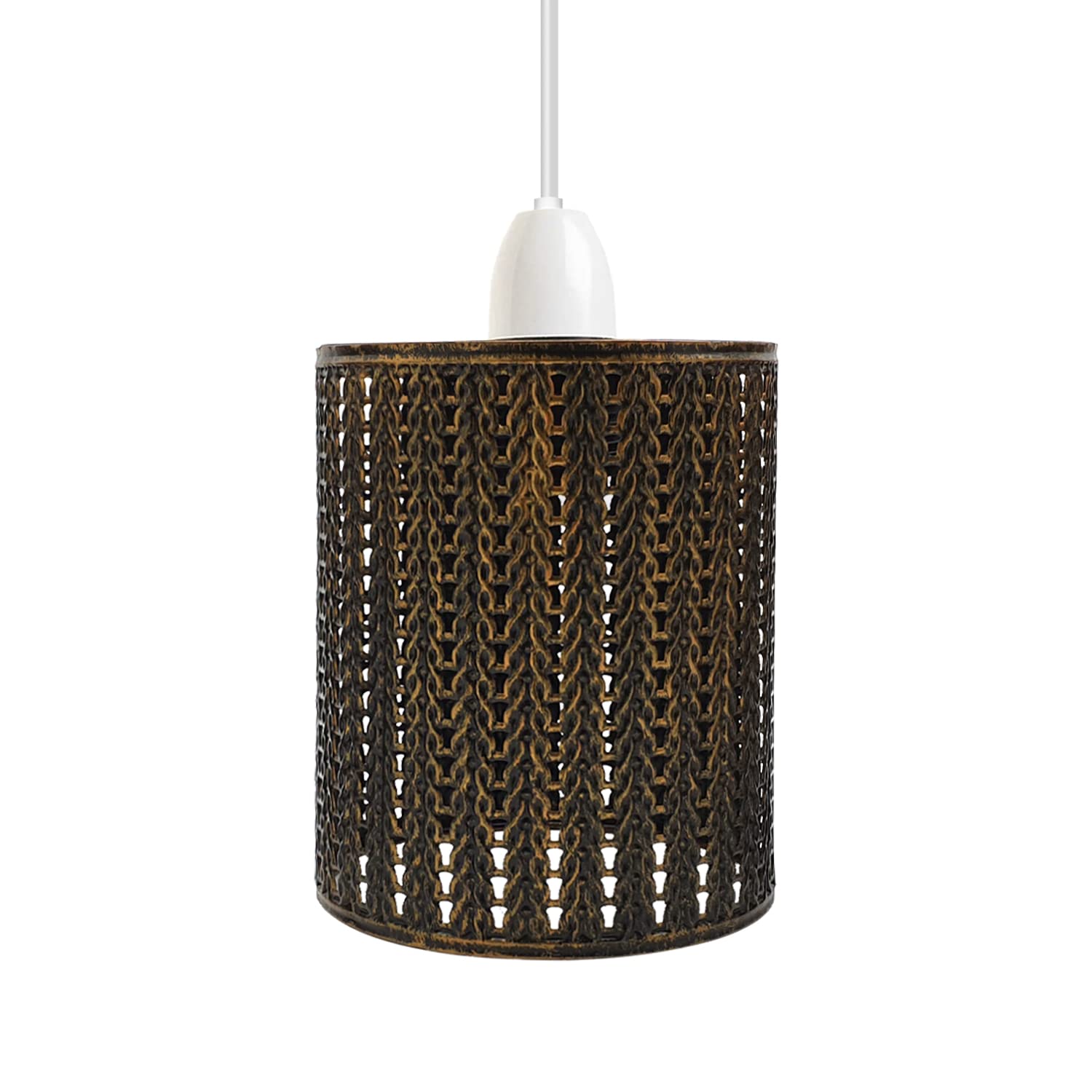 Drum Cage Metal Ceiling Light Shade Easy Fit Lamp Shade Wire Cages for Pendant Light (Brushed Copper)