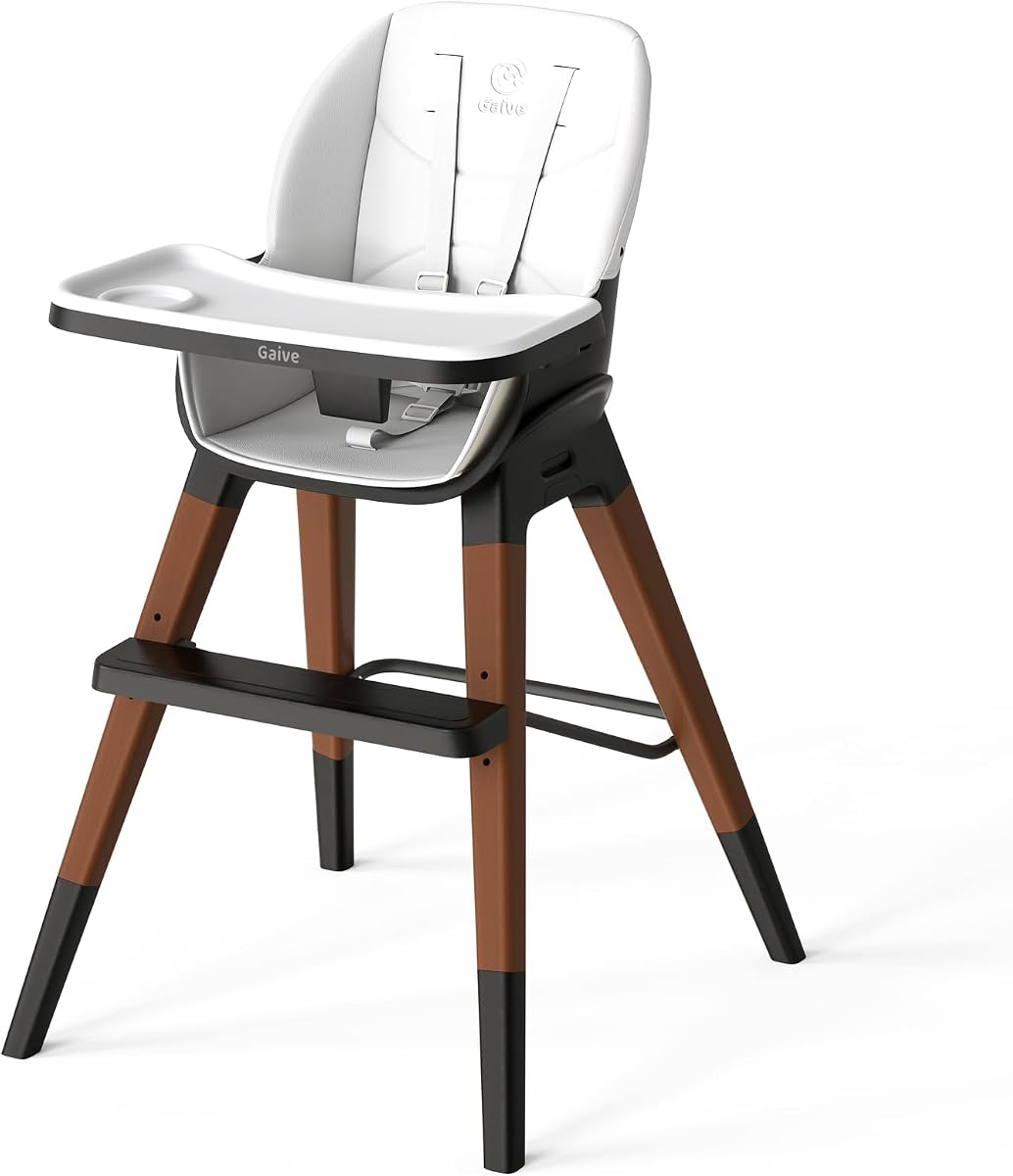 GAIVE 8 in 1 Convertible Wooden High Chair, Adjustable Baby High Chair for Babies and Toddlers with Tray, Easy to Clean, Grow with Family|Booster|Learning Table|High Stool