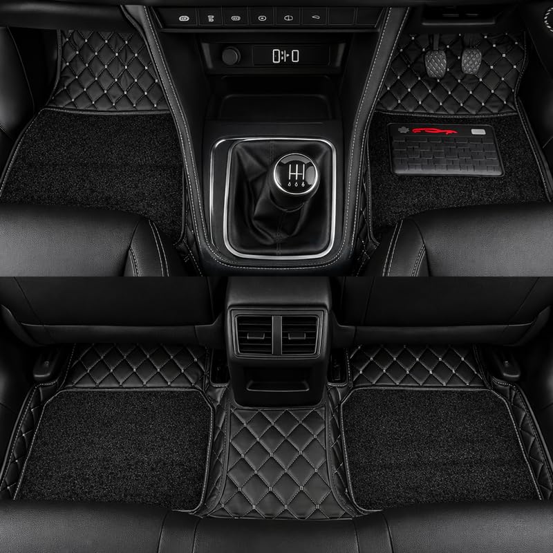 Image of SINEX 7D car mat Full Set for Tata Punch Facelift (Model: 2026) || Luxury Leather Double Car Floor Mat Complete Set || 100% Waterproof and Washable || Color : Black