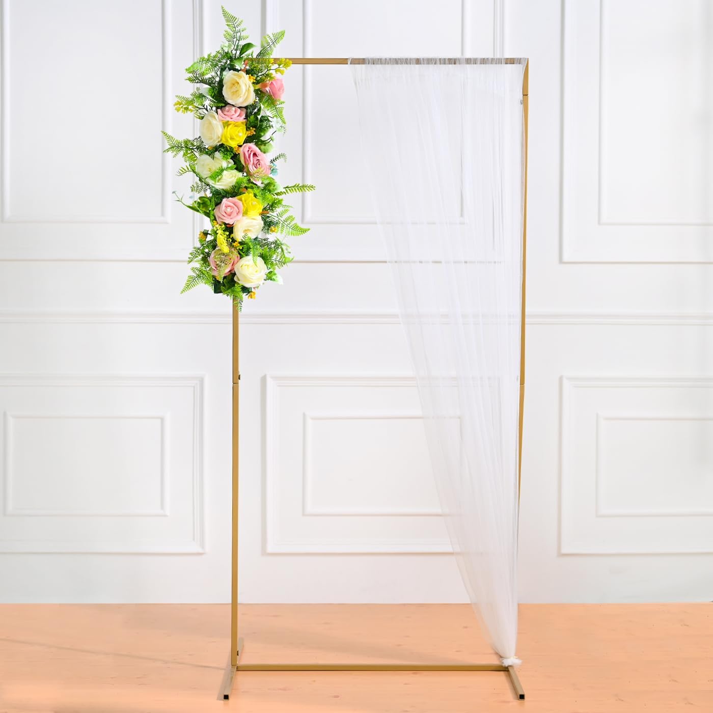 DecorTwist® Backdrop Stand 50.7Inch Height | Rectangle Backdrop for Diwali Pooja, Festival Decoration Metal Photo Background Support for Baby Shower, Navratri Decorative Items for Home Decor (Gold)