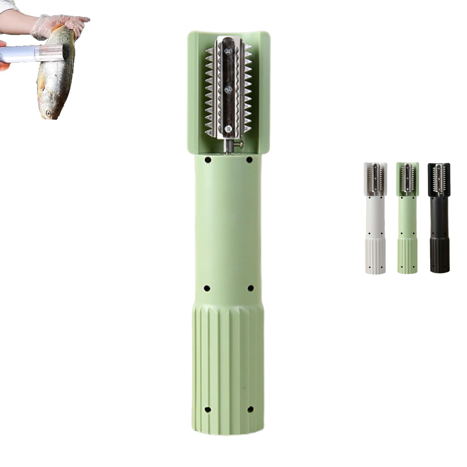 Cordless Electric Fish Scale Remover Tool, Handheld Coconut Scraper Peeler Shredder, Portable Electric Coconut Grater Machine Anti-Splashrotating, for Kitchen green