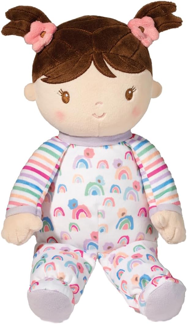 Douglas Isabelle Rainbow Stripe Soft Plush Baby Doll - Safe, Cuddly Toy for Infants & Toddlers from Birth