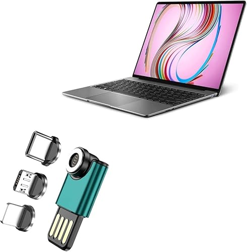 BoxWave Cable compatible con Chuwi GemiBook - MagnetoSync Mini Adapter, cable de carga magnético USB Tipo-C Micro USB - Negro azabache