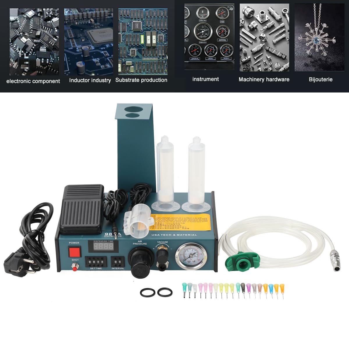 Auto Klebstoffspender Auto Glue Dispenser Machine 220V Digital Display, Solder Paste Liquid Dropper Controller 983A Automatischer Dispenser Lotpaste