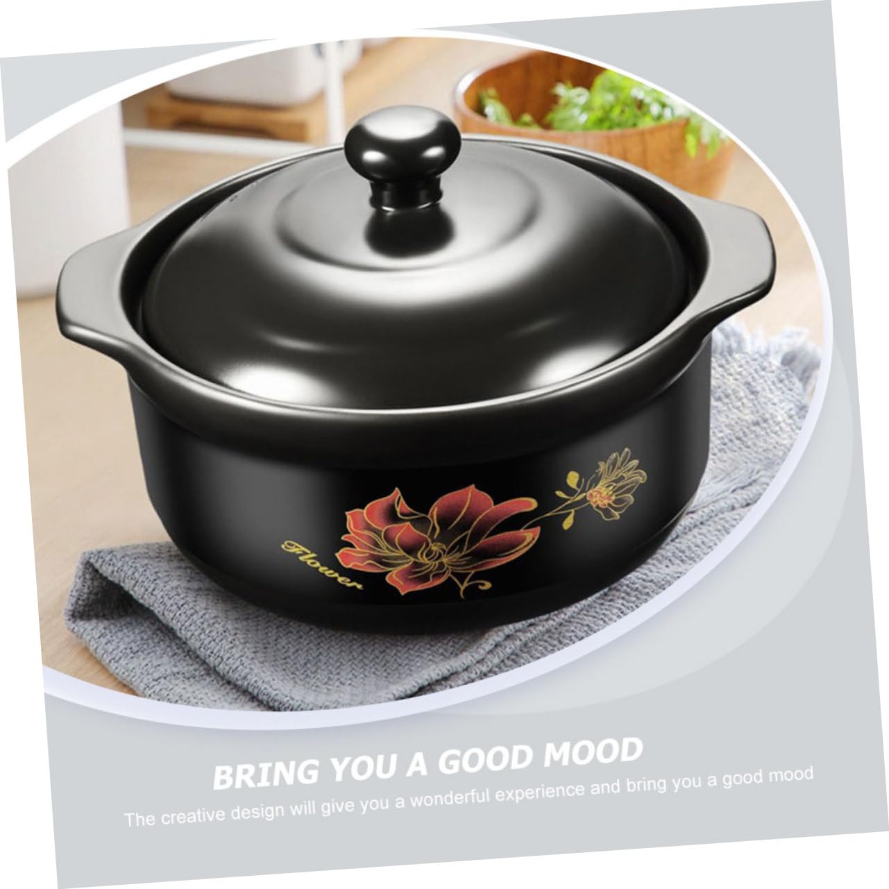 Casseruola in Ceramica Nera 1600ml per 1-2 Persone