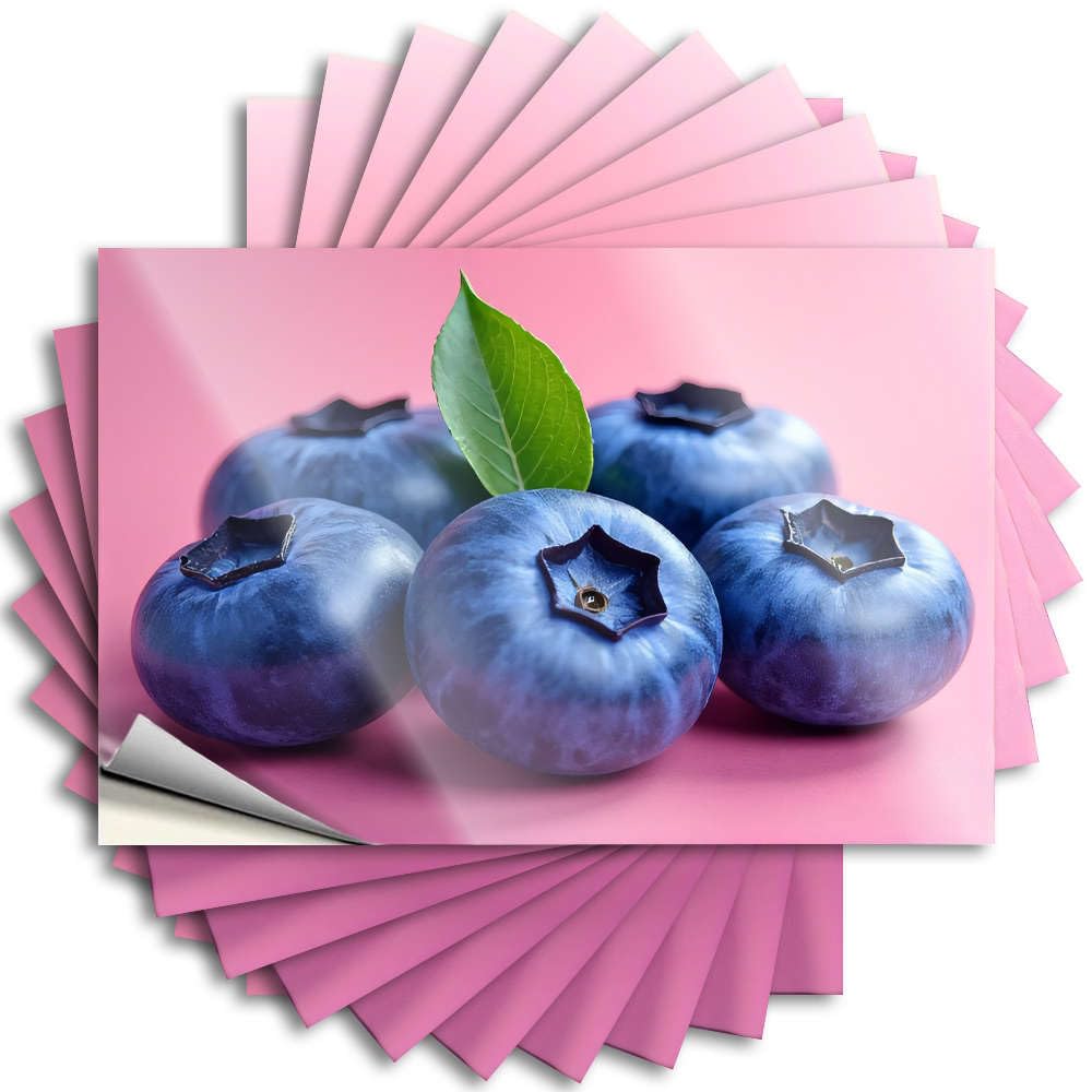 Girly Plastic Bumper - Five Blueberries with One Leaf On Top. Removable Decal Water Easy Peel for Antimicrobial(8X12CM)