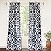 DriftAway Drift Away Abigail Trellis Room Darkening Grommet Unlined Window Curtains, Set of Two Panels, each 52"x84" (Navy)
