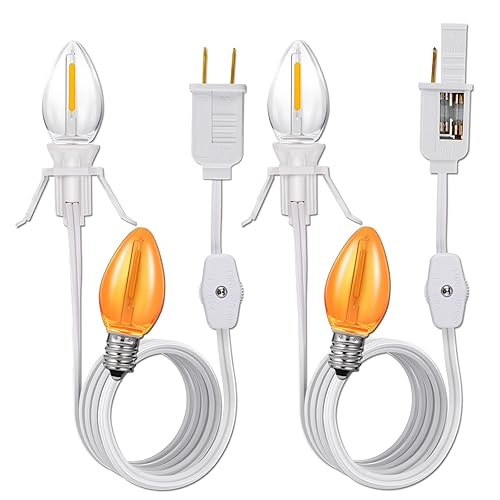 Cable de luz con clip, cable accesorio con bombilla, base de candelabro E12, enchufe E12, luces de casa de pueblo de Navidad, luz de árboles de