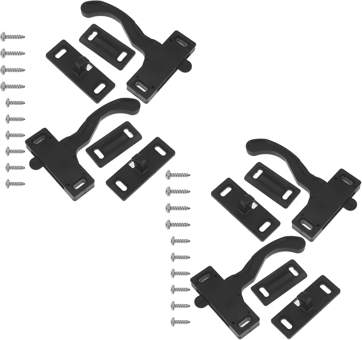 PRETYZOOM 4pcs Rv Screen Door Handle Latch Set with High-Strength Locking Mechanism, Camper Trailer Motorhome Screen Door Lock Replacement Hardware for Travel Trailers