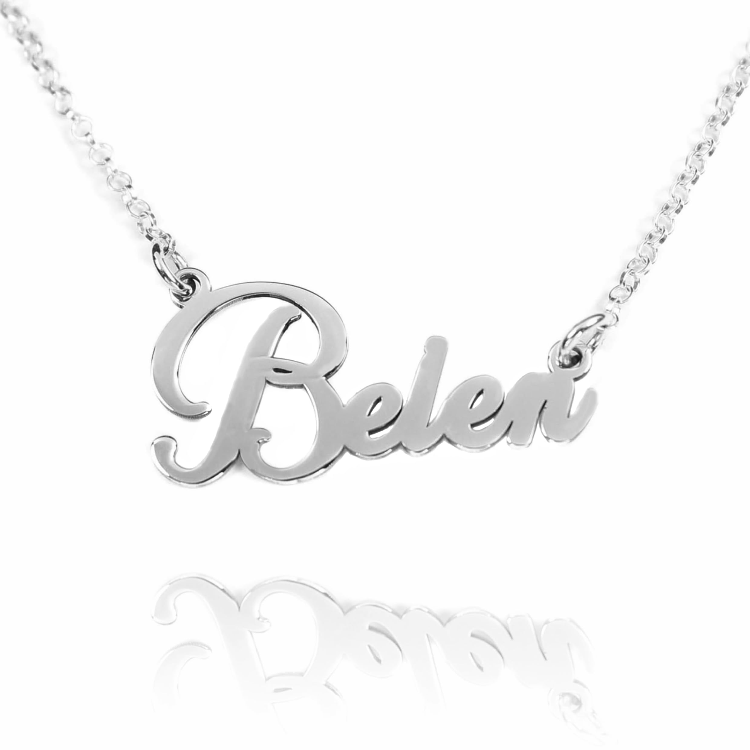 RINCON DEL ARTESANO HECHO A MANO MALAGA Rincón del Artesano Hecho a Mano Málaga. Collar con Nombre para Mujer Personalizado en Plata de Ley 925/1000. Regalo Día de la Madre. San Valentin. Regalo Navidad. Regalo Personalizado. Modelo Belen