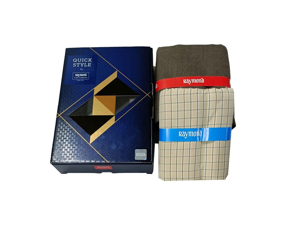 raymond fabrics Raymond Men’s Shirt & Trouser Fabric Combo | Premium Cotton Checked Shirt Fabric with Solid Formal Trouser Fabric | Unstitched Dress Material | Office & Formal Wear Combo-picture-37