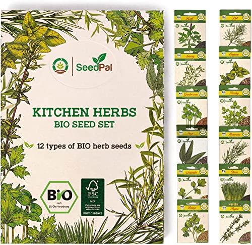 SeedPal - Kit Graine herbes aromatiques BIO | 12 différentes graines potager - Ton propre jardin herbes aromatiques pour la cuisine ou le balcon | kit plantes aromatiques / semence bio