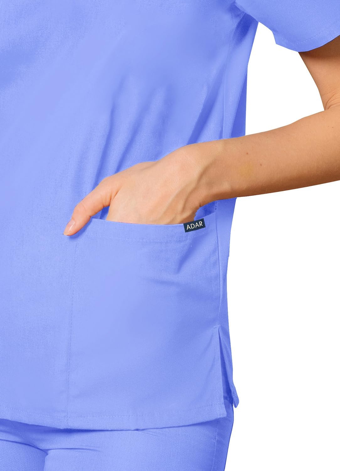 Adar Durable Unisex Scrubs Set - Classic V-Neck Scrub Top & Drawstring Scrub Pants For Men & Women - Image 3